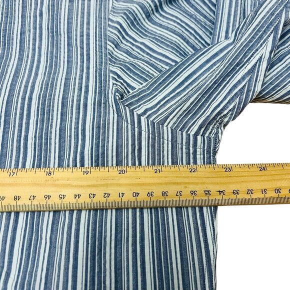 Ermenegildo Zegna Shirt Mens Large Blue Seersucker Button Up - Picture 9 of 9